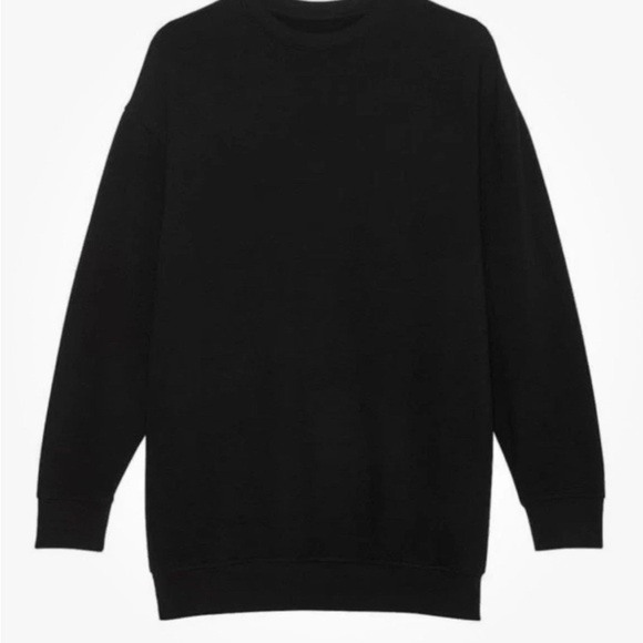 New Victoria’s Secret PINK Sweatshirt Dress (S) Black Fleece Oversized Logo NWT - Picture 2 of 3